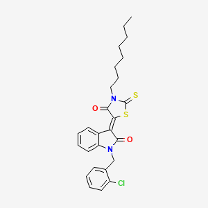 (3Z)-1-(2-chlorobenzyl)-3-(3-octyl-4-oxo-2-thioxo-1,3-thiazolidin-5-ylidene)-1,3-dihydro-2H-indol-2-one