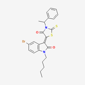 (3Z)-5-bromo-3-[4-oxo-3-(1-phenylethyl)-2-thioxo-1,3-thiazolidin-5-ylidene]-1-pentyl-1,3-dihydro-2H-indol-2-one