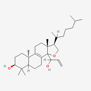 molecular formula C31H52O3 B1203518 (1R,7S,9aR,11aR)-3a-(1-hydroxyprop-2-enyl)-6,6,9a,11a-tetramethyl-1-(6-methylheptan-2-yl)-1,2,4,5,5a,7,8,9,10,11-decahydronaphtho[1,2-g][1]benzofuran-7-ol CAS No. 199480-80-3