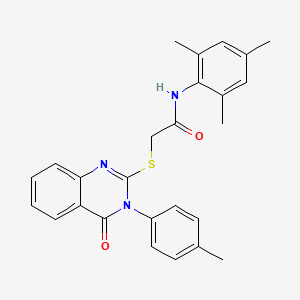 molecular formula C26H25N3O2S B12035224 2-{[3-(4-methylphenyl)-4-oxo-3,4-dihydroquinazolin-2-yl]sulfanyl}-N-(2,4,6-trimethylphenyl)acetamide CAS No. 763136-07-8