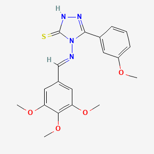 molecular formula C19H20N4O4S B12035225 5-(3-methoxyphenyl)-4-{[(E)-(3,4,5-trimethoxyphenyl)methylidene]amino}-4H-1,2,4-triazole-3-thiol 