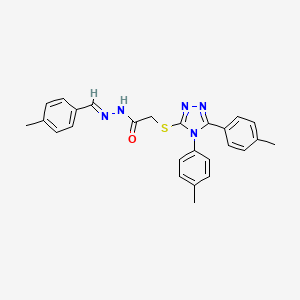 molecular formula C26H25N5OS B12035233 2-{[4,5-bis(4-methylphenyl)-4H-1,2,4-triazol-3-yl]sulfanyl}-N'-[(E)-(4-methylphenyl)methylidene]acetohydrazide 