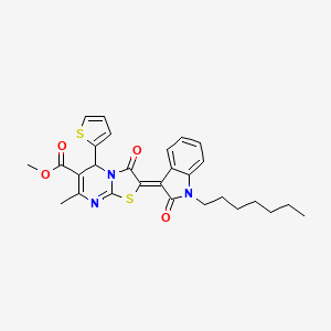 Methyl 2-(1-heptyl-2-oxoindolin-3-ylidene)-7-methyl-3-oxo-5-(thiophen-2-yl)-3,5-dihydro-2H-thiazolo[3,2-a]pyrimidine-6-carboxylate