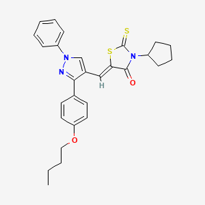 (5Z)-5-{[3-(4-butoxyphenyl)-1-phenyl-1H-pyrazol-4-yl]methylene}-3-cyclopentyl-2-thioxo-1,3-thiazolidin-4-one