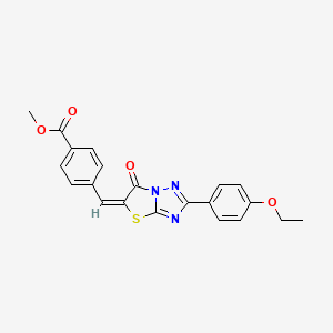 molecular formula C21H17N3O4S B12035370 Methyl 4-[(E)-(2-(4-ethoxyphenyl)-6-oxo[1,3]thiazolo[3,2-B][1,2,4]triazol-5(6H)-ylidene)methyl]benzoate CAS No. 606962-72-5