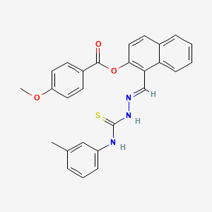 1-(2-(3-Toluidinocarbothioyl)carbohydrazonoyl)-2-naphthyl 4-methoxybenzoate