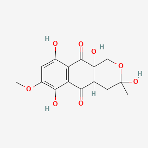 molecular formula C15H16O8 B1203544 1H-Naphtho(2,3-c)pyran-5,10-dione, 3,4,4a,10a-tetrahydro-3,6,9,10a-tetrahydroxy-7-methoxy-3-methyl- CAS No. 71724-92-0