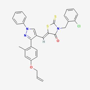 molecular formula C30H24ClN3O2S2 B12035450 (5Z)-5-({3-[4-(Allyloxy)-2-methylphenyl]-1-phenyl-1H-pyrazol-4-YL}methylene)-3-(2-chlorobenzyl)-2-thioxo-1,3-thiazolidin-4-one 