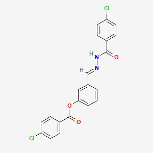 molecular formula C21H14Cl2N2O3 B12035458 3-(2-(4-Chlorobenzoyl)carbohydrazonoyl)phenyl 4-chlorobenzoate CAS No. 477728-93-1