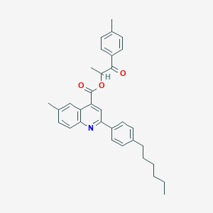 molecular formula C33H35NO3 B12035505 1-Oxo-1-(p-tolyl)propan-2-yl 2-(4-hexylphenyl)-6-methylquinoline-4-carboxylate CAS No. 355429-75-3