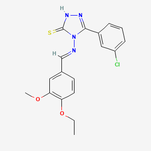 molecular formula C18H17ClN4O2S B12035507 3-(3-Chlorophenyl)-4-((4-ethoxy-3-methoxybenzylidene)amino)-1H-1,2,4-triazole-5(4H)-thione CAS No. 478255-26-4