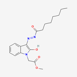 molecular formula C19H25N3O4 B12035549 Methyl 2-(3-(2-octanoylhydrazono)-2-oxoindolin-1-yl)acetate CAS No. 624726-18-7