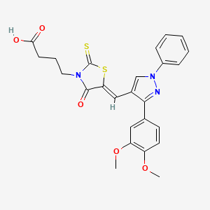 4-((5Z)-5-{[3-(3,4-dimethoxyphenyl)-1-phenyl-1H-pyrazol-4-yl]methylene}-4-oxo-2-thioxo-1,3-thiazolidin-3-yl)butanoic acid