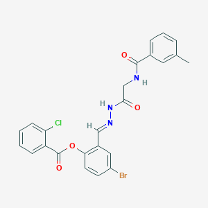 4-BR-2-(2-(((3-Methylbenzoyl)amino)AC)carbohydrazonoyl)phenyl 2-chlorobenzoate