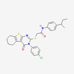 molecular formula C28H28ClN3O2S2 B12035882 N-(4-sec-butylphenyl)-2-{[3-(4-chlorophenyl)-4-oxo-3,4,5,6,7,8-hexahydro[1]benzothieno[2,3-d]pyrimidin-2-yl]sulfanyl}acetamide CAS No. 618432-11-4