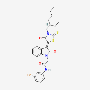 N-(3-bromophenyl)-2-{(3Z)-3-[3-(2-ethylhexyl)-4-oxo-2-thioxo-1,3-thiazolidin-5-ylidene]-2-oxo-2,3-dihydro-1H-indol-1-yl}acetamide