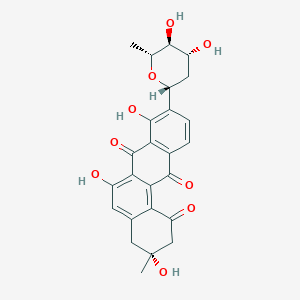 molecular formula C25H24O9 B1203598 (3R)-9-[(2R,4R,5S,6R)-4,5-dihydroxy-6-methyl-tetrahydropyran-2-yl]-3,6,8-trihydroxy-3-methyl-2,4-dihydrobenzo[a]anthracene-1,7,12-trione 