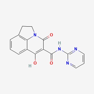 molecular formula C16H12N4O3 B12036050 4-hydroxy-6-oxo-N-(pyrimidin-2-yl)-1,2-dihydro-6H-pyrrolo[3,2,1-ij]quinoline-5-carboxamide 