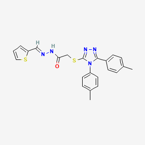 molecular formula C23H21N5OS2 B12036125 2-{[4,5-bis(4-methylphenyl)-4H-1,2,4-triazol-3-yl]sulfanyl}-N'-[(E)-thiophen-2-ylmethylidene]acetohydrazide 