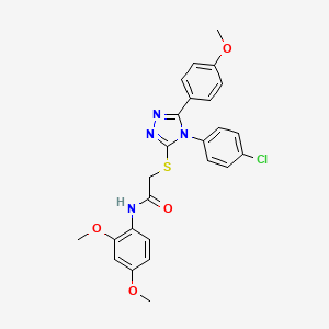 molecular formula C25H23ClN4O4S B12036134 2-{[4-(4-chlorophenyl)-5-(4-methoxyphenyl)-4H-1,2,4-triazol-3-yl]sulfanyl}-N-(2,4-dimethoxyphenyl)acetamide 