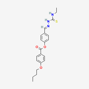 molecular formula C21H25N3O3S B12036135 4-(2-((Ethylamino)carbothioyl)carbohydrazonoyl)phenyl 4-butoxybenzoate CAS No. 477731-15-0