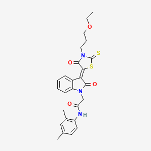 N-(2,4-dimethylphenyl)-2-{(3Z)-3-[3-(3-ethoxypropyl)-4-oxo-2-thioxo-1,3-thiazolidin-5-ylidene]-2-oxo-2,3-dihydro-1H-indol-1-yl}acetamide