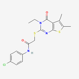 N-(4-Chlorophenyl)-2-((3-ethyl-5,6-dimethyl-4-oxo-3,4-dihydrothieno[2,3-d]pyrimidin-2-yl)thio)acetamide