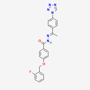 4-[(2-fluorophenyl)methoxy]-N-[(E)-1-[4-(tetrazol-1-yl)phenyl]ethylideneamino]benzamide