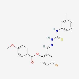 4-Bromo-2-(2-(3-toluidinocarbothioyl)carbohydrazonoyl)phenyl 4-methoxybenzoate