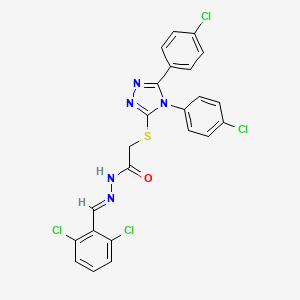 2-{[4,5-bis(4-chlorophenyl)-4H-1,2,4-triazol-3-yl]sulfanyl}-N'-[(E)-(2,6-dichlorophenyl)methylidene]acetohydrazide