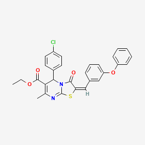 molecular formula C29H23ClN2O4S B12036487 Ethyl 5-(4-chlorophenyl)-7-methyl-3-oxo-2-(3-phenoxybenzylidene)-3,5-dihydro-2H-thiazolo[3,2-a]pyrimidine-6-carboxylate CAS No. 624726-64-3