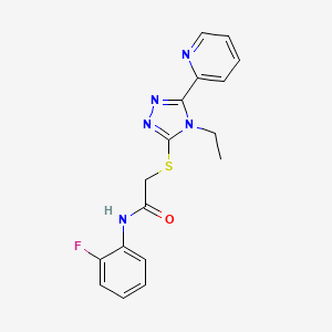 2-[(4-ethyl-5-pyridin-2-yl-1,2,4-triazol-3-yl)sulfanyl]-N-(2-fluorophenyl)acetamide