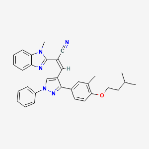 molecular formula C32H31N5O B12036545 (2Z)-3-{3-[4-(Isopentyloxy)-3-methylphenyl]-1-phenyl-1H-pyrazol-4-YL}-2-(1-methyl-1H-benzimidazol-2-YL)-2-propenenitrile 