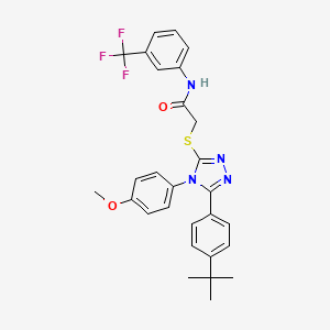 molecular formula C28H27F3N4O2S B12036555 2-{[5-(4-tert-butylphenyl)-4-(4-methoxyphenyl)-4H-1,2,4-triazol-3-yl]sulfanyl}-N-[3-(trifluoromethyl)phenyl]acetamide 