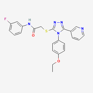 molecular formula C23H20FN5O2S B12036630 2-{[4-(4-ethoxyphenyl)-5-(pyridin-3-yl)-4H-1,2,4-triazol-3-yl]sulfanyl}-N-(3-fluorophenyl)acetamide CAS No. 477330-95-3