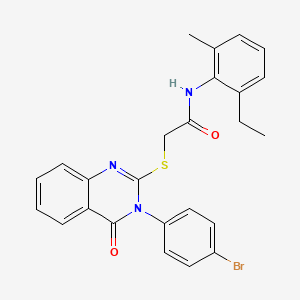 molecular formula C25H22BrN3O2S B12036642 2-{[3-(4-bromophenyl)-4-oxo-3,4-dihydroquinazolin-2-yl]sulfanyl}-N-(2-ethyl-6-methylphenyl)acetamide 