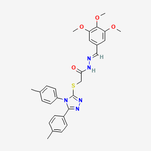 2-{[4,5-bis(4-methylphenyl)-4H-1,2,4-triazol-3-yl]sulfanyl}-N'-[(E)-(3,4,5-trimethoxyphenyl)methylidene]acetohydrazide