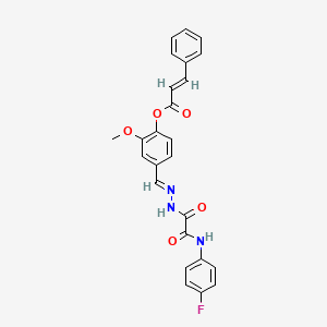 4-((2-(2-((4-Fluorophenyl)amino)-2-oxoacetyl)hydrazono)methyl)-2-methoxyphenyl cinnamate