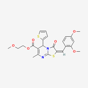 molecular formula C24H24N2O6S2 B12036752 2-Methoxyethyl 2-(2,4-dimethoxybenzylidene)-7-methyl-3-oxo-5-(thiophen-2-yl)-3,5-dihydro-2H-thiazolo[3,2-a]pyrimidine-6-carboxylate CAS No. 618077-60-4