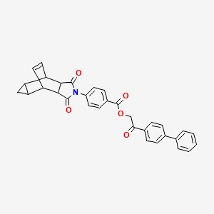 molecular formula C32H25NO5 B12036781 2-(biphenyl-4-yl)-2-oxoethyl 4-(1,3-dioxooctahydro-4,6-ethenocyclopropa[f]isoindol-2(1H)-yl)benzoate 