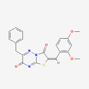 molecular formula C21H17N3O4S B12036834 (2E)-6-benzyl-2-(2,4-dimethoxybenzylidene)-7H-[1,3]thiazolo[3,2-b][1,2,4]triazine-3,7(2H)-dione 