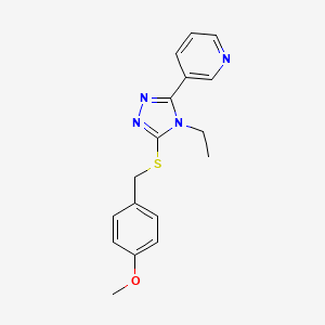 molecular formula C17H18N4OS B12036909 3-(4-Ethyl-5-((4-methoxybenzyl)thio)-4H-1,2,4-triazol-3-yl)pyridine CAS No. 587009-53-8