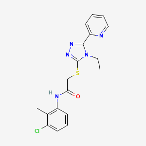 molecular formula C18H18ClN5OS B12036966 N-(3-chloro-2-methylphenyl)-2-{[4-ethyl-5-(pyridin-2-yl)-4H-1,2,4-triazol-3-yl]sulfanyl}acetamide CAS No. 618415-76-2