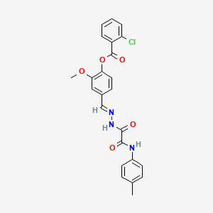 molecular formula C24H20ClN3O5 B12037001 2-methoxy-4-((E)-{[oxo(4-toluidino)acetyl]hydrazono}methyl)phenyl 2-chlorobenzoate CAS No. 769152-78-5