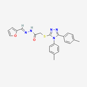 molecular formula C23H21N5O2S B12037039 2-{[4,5-bis(4-methylphenyl)-4H-1,2,4-triazol-3-yl]sulfanyl}-N'-[(E)-furan-2-ylmethylidene]acetohydrazide 