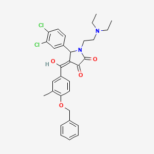 molecular formula C31H32Cl2N2O4 B12037047 4-{[4-(benzyloxy)-3-methylphenyl]carbonyl}-5-(3,4-dichlorophenyl)-1-[2-(diethylamino)ethyl]-3-hydroxy-1,5-dihydro-2H-pyrrol-2-one 