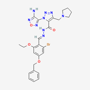 3-(4-amino-1,2,5-oxadiazol-3-yl)-N-[(E)-(2-bromo-6-ethoxy-4-phenylmethoxyphenyl)methylideneamino]-5-(pyrrolidin-1-ylmethyl)triazole-4-carboxamide