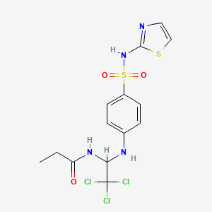 molecular formula C14H15Cl3N4O3S2 B12037114 N-(2,2,2-trichloro-1-{[4-(1,3-thiazol-2-ylsulfamoyl)phenyl]amino}ethyl)propanamide CAS No. 324546-68-1