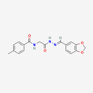 molecular formula C18H17N3O4 B12037119 N-[2-[(2E)-2-(1,3-benzodioxol-5-ylmethylidene)hydrazinyl]-2-oxoethyl]-4-methylbenzamide CAS No. 443968-13-6