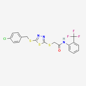 2-({5-[(4-chlorobenzyl)sulfanyl]-1,3,4-thiadiazol-2-yl}sulfanyl)-N-[2-(trifluoromethyl)phenyl]acetamide